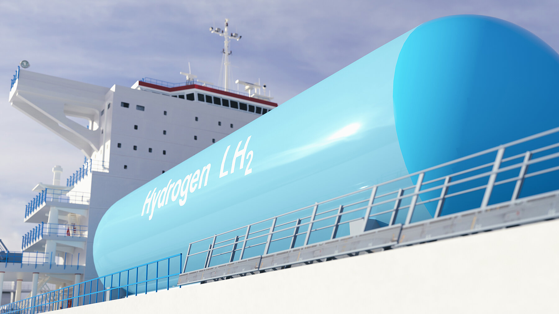 Schiff mit Behälter für flüssigen Wasserstoff